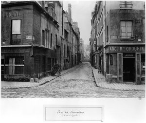 Rue des Bernardins a Quai de La Tournelle-ből, Párizsból 1858-78 között alkotó: Charles Marville